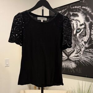 Black Lace Sleeve Top